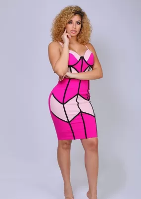 Jaydan Chevron Color Block Bustier Bodycon Mini Dress