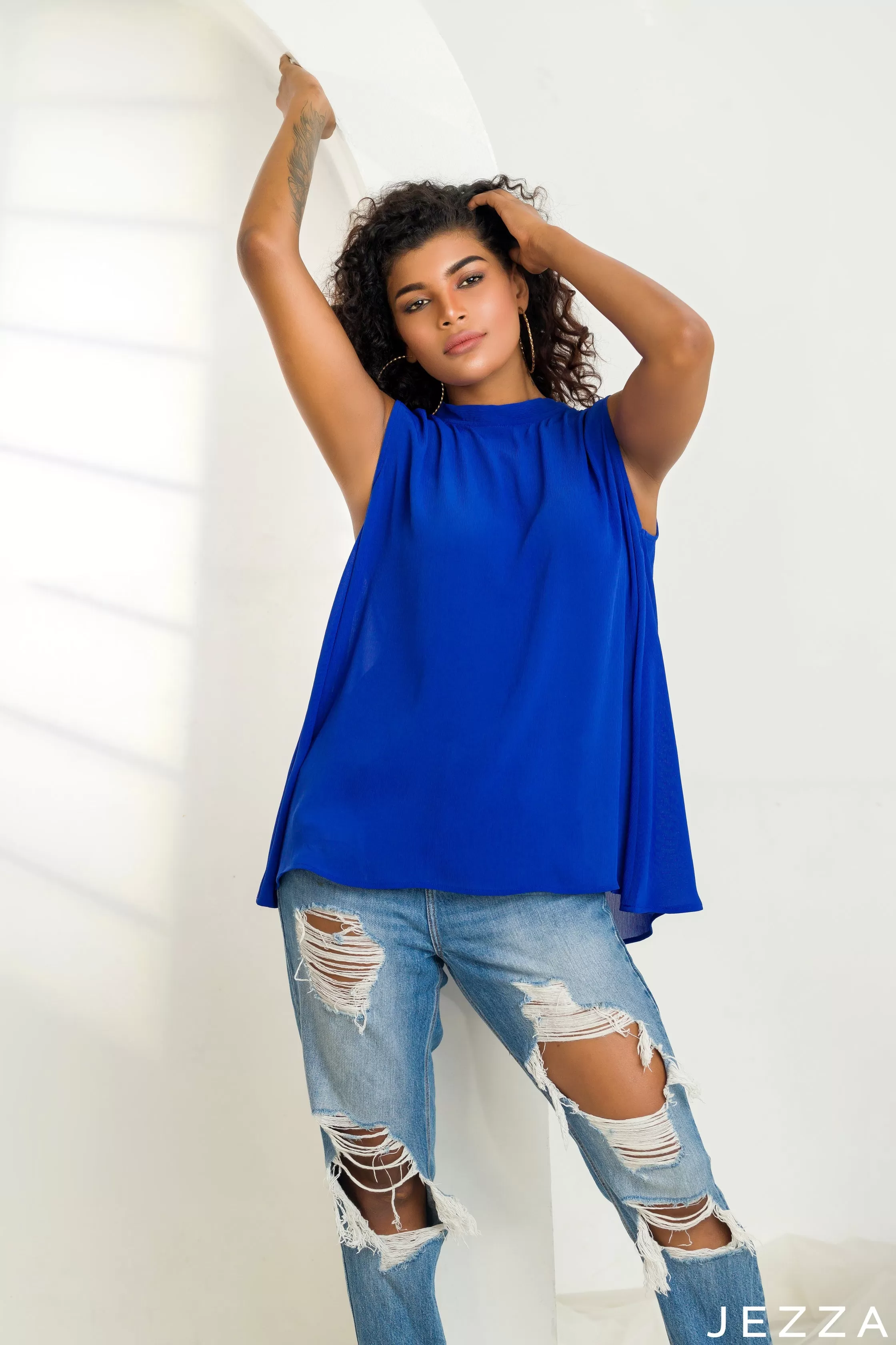 JEZZA Blue Colour Women's Casual Top 44012