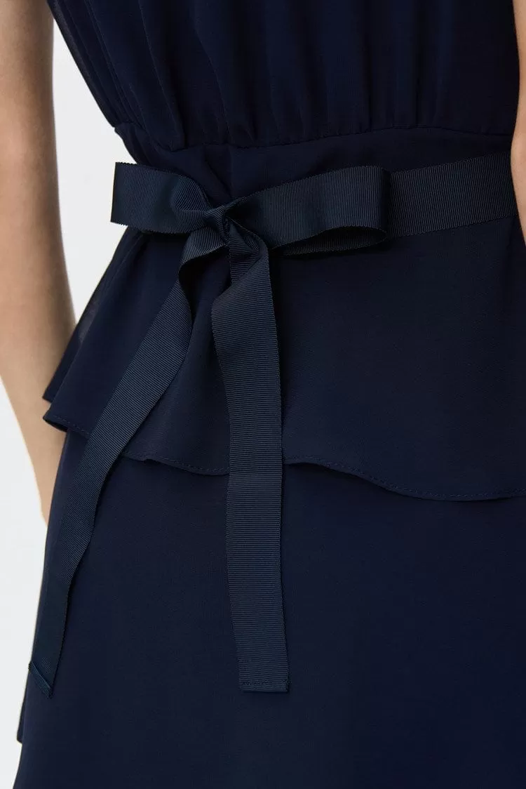 Joseph Ribkoff Chiffon Tiered Dress in Navy- 232117