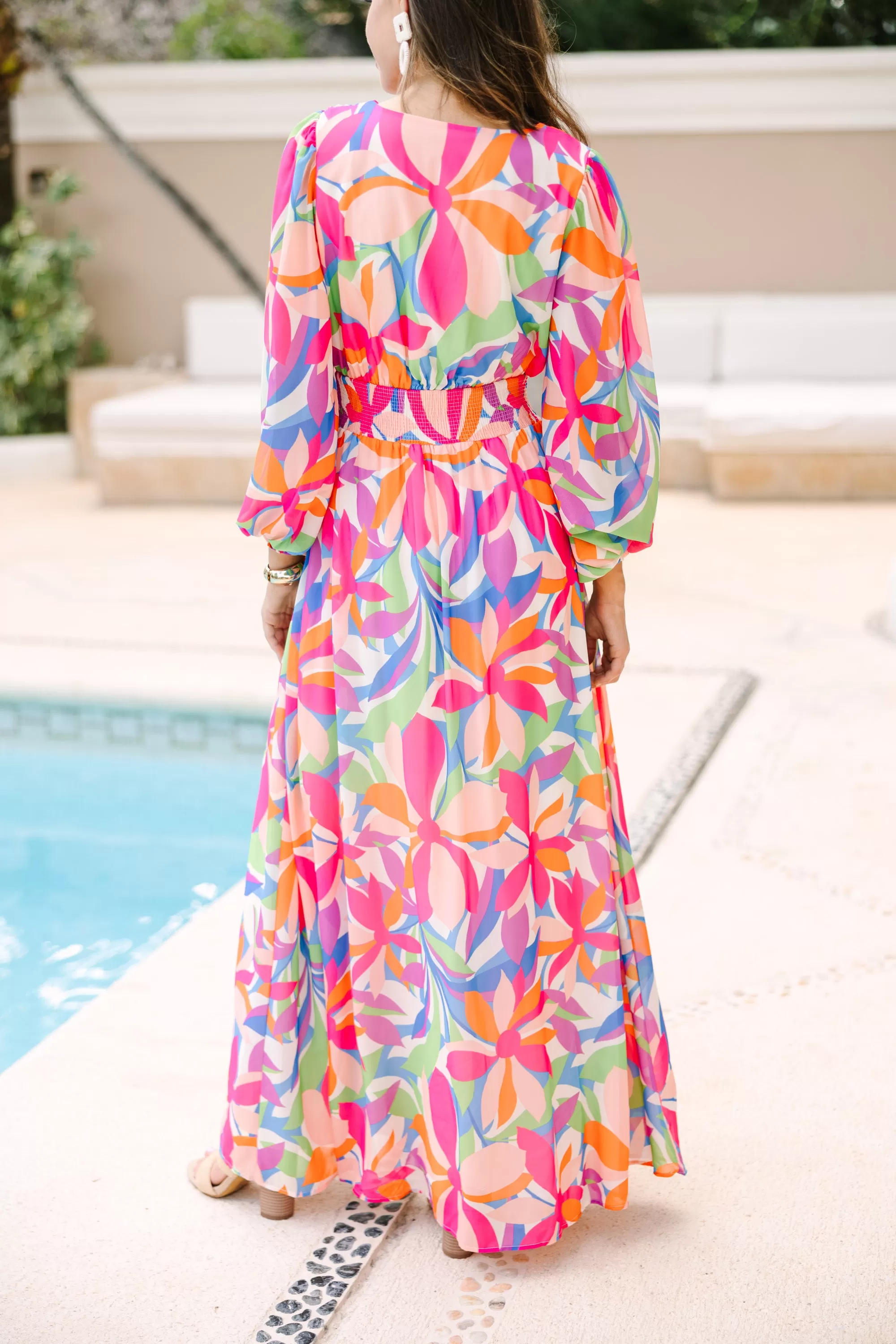 Just Imagine It Pink Abstract Maxi Dress