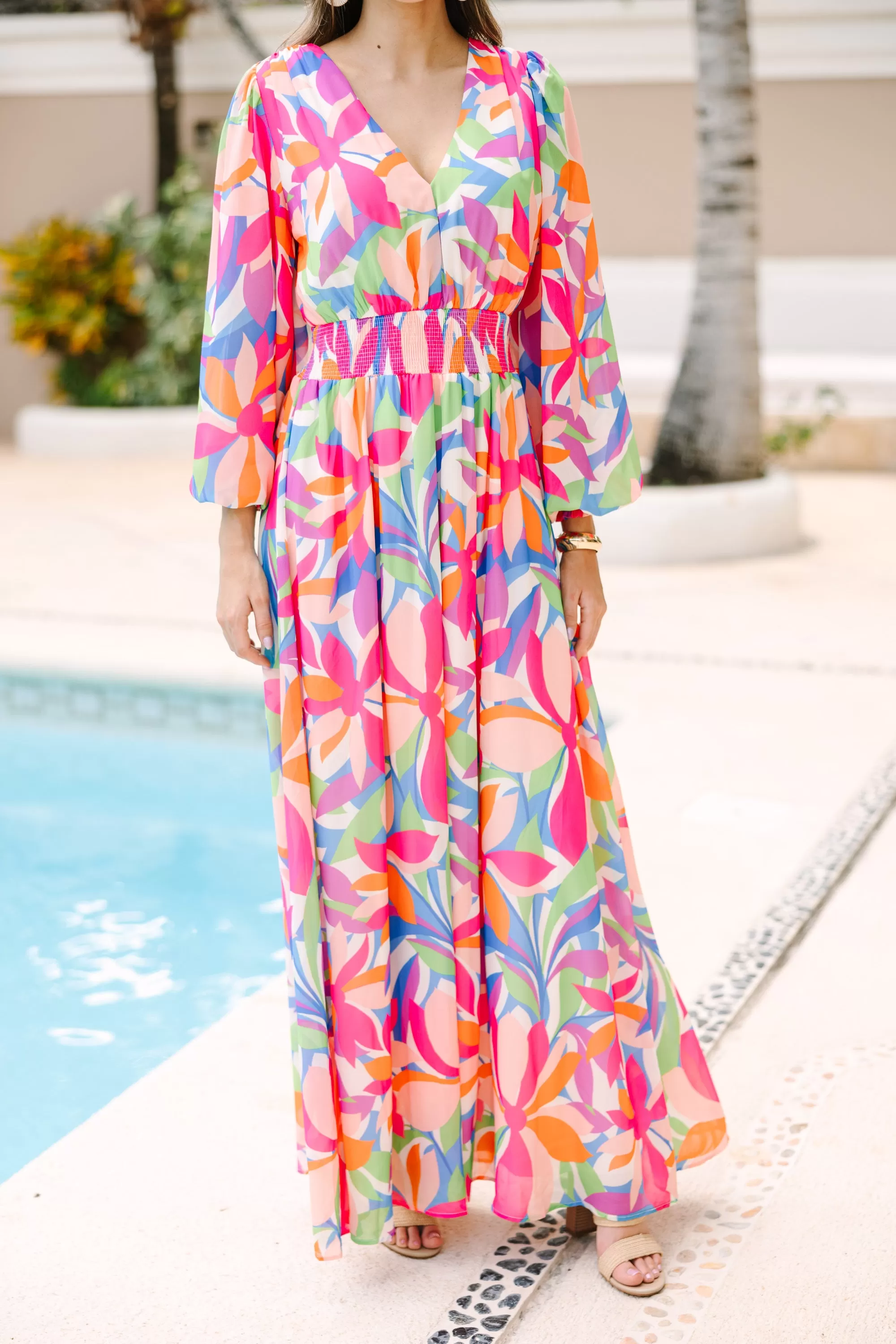 Just Imagine It Pink Abstract Maxi Dress