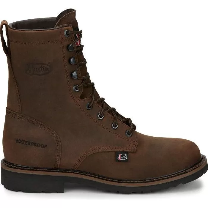 Justin Men's Drywall 8 Waterproof Western Work Boot -Brown- SE960