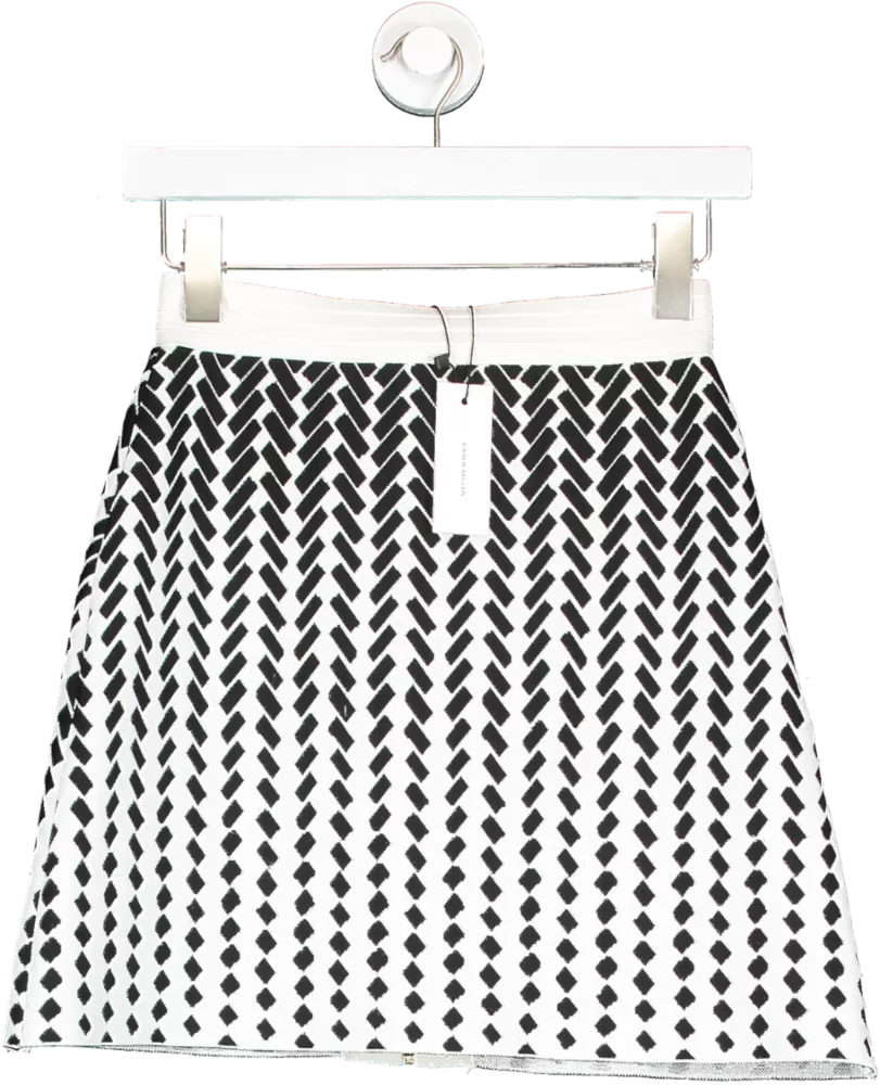 Karen Millen White Faded Geo Jacquard Bandage Knit Skirt UK XS