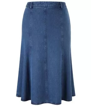 LADIES INDIGO CHAMBRAY PANELLED SKIRT - CC