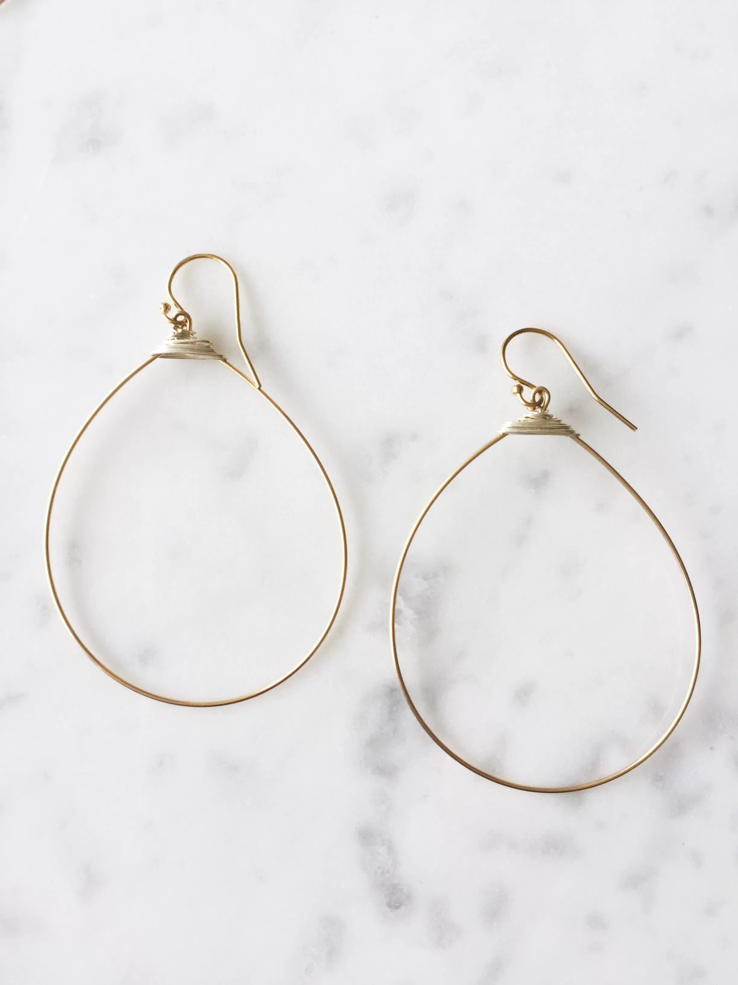 Large Featherweight Hoop Earring Gold Hoop with Silver Wrap