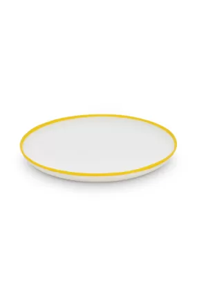 LIGNE Medium Platter in White With Sunshine Yellow Rim