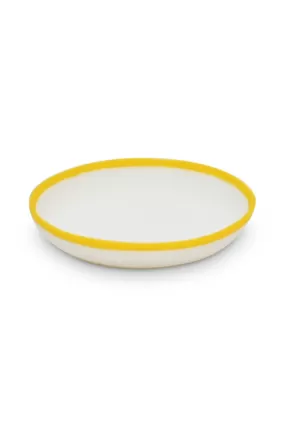 LIGNE Small Plate in White With Sunshine Yellow Rim