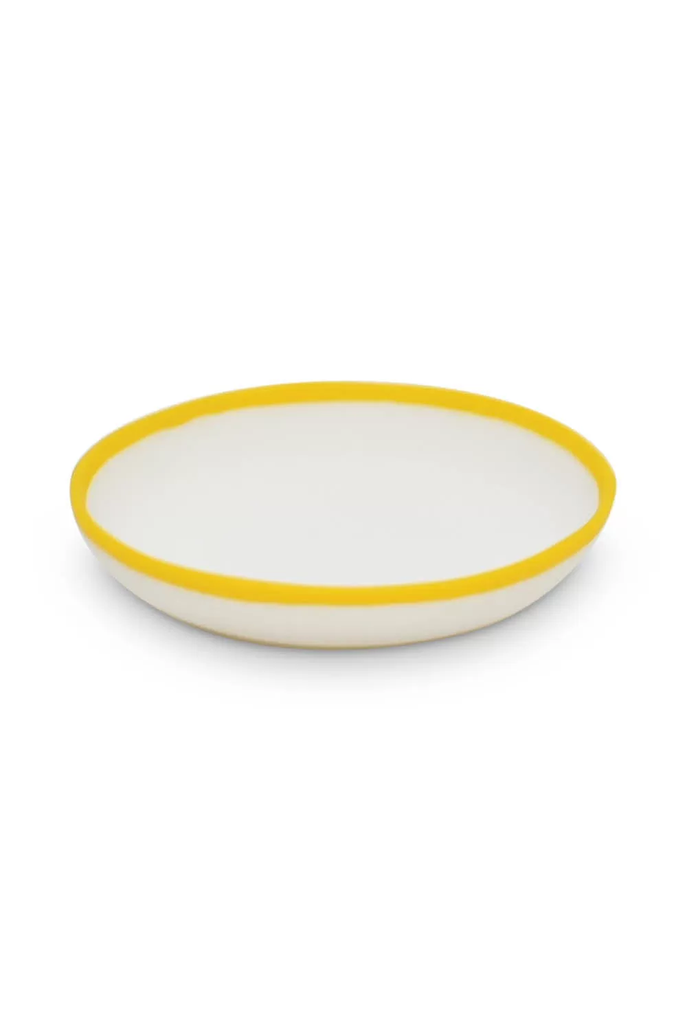 LIGNE Small Plate in White With Sunshine Yellow Rim