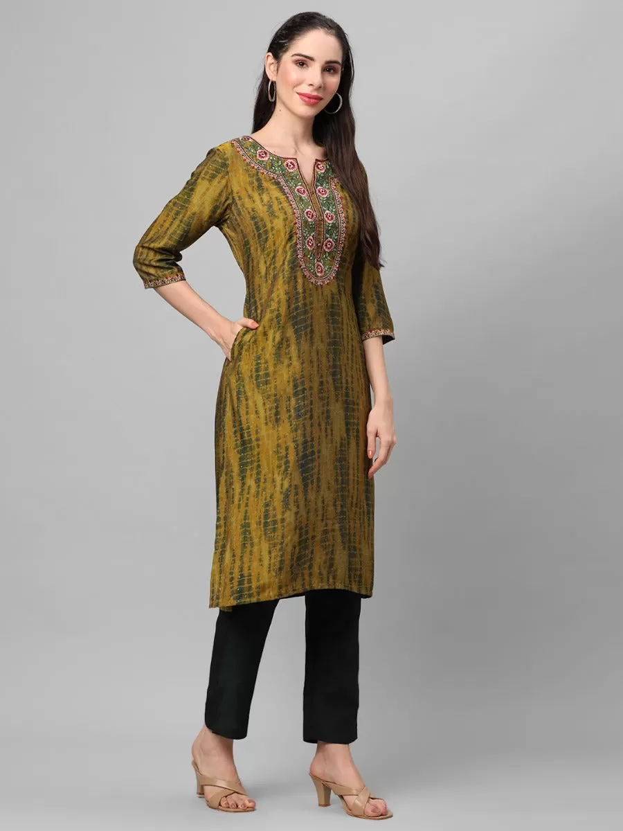 Lime Green Abstract Printed Kurta With Trouser