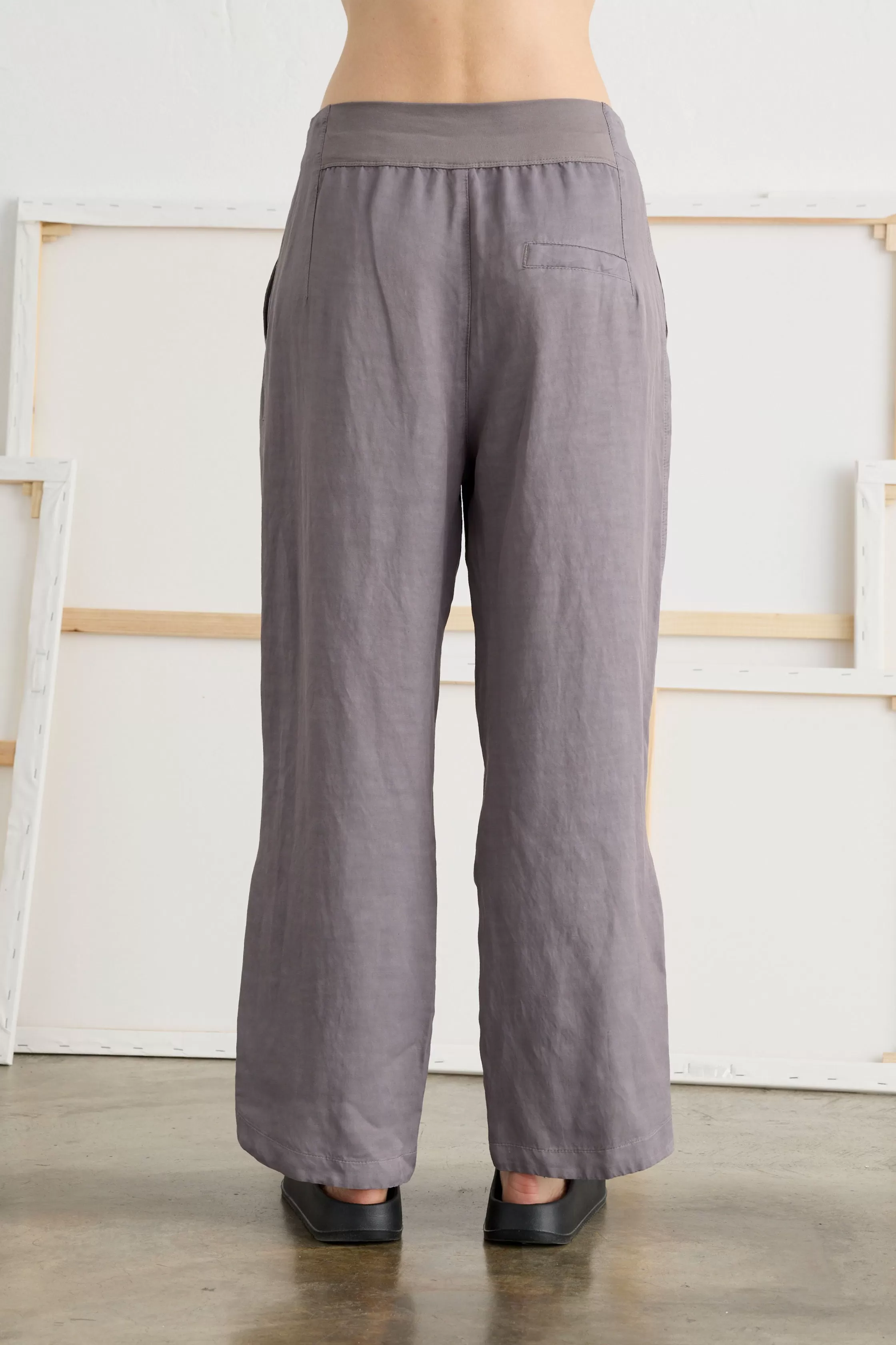 Linen Viscose Pants with Drawstring Waist Garment-Dyed 06EU 7083