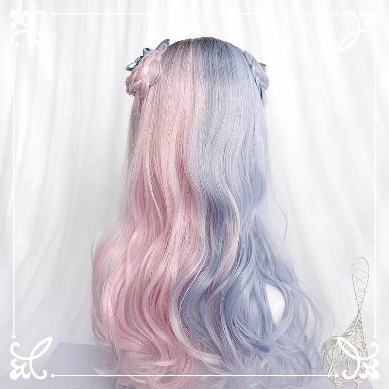 LOLITA PINK BLUE MEDIUM LONG CURLY WIG BY31061