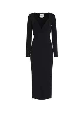 Long Sleeve Midi Dress in Black