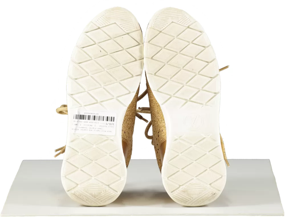 Louis Vuitton Metallic Gold Knit Fabric And Leather Aftergame Lace Trainer Sneakers UK 3 EU 36 👠