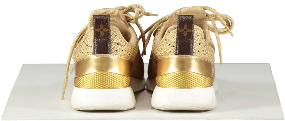 Louis Vuitton Metallic Gold Knit Fabric And Leather Aftergame Lace Trainer Sneakers UK 3 EU 36 👠