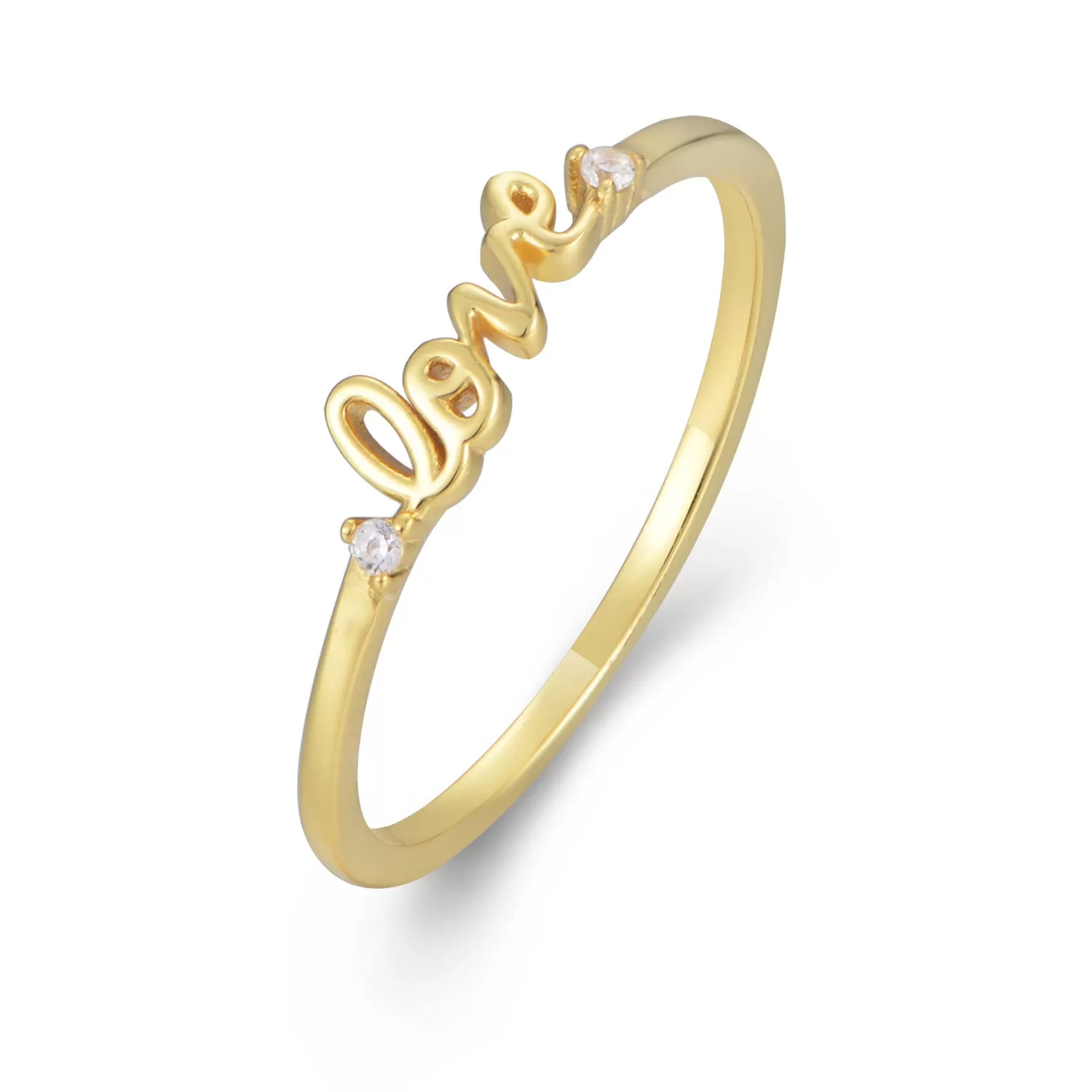 Love Script Thin Single Band Ring