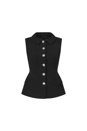 Luxe Peplum Button Poly Silk Vest