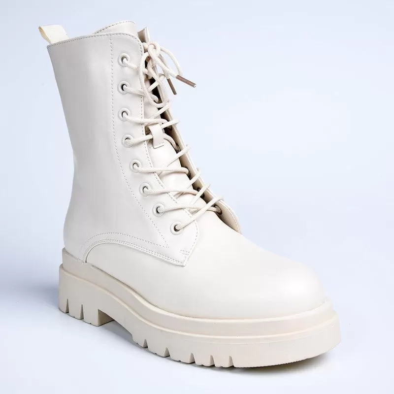 Madison Kiki Chunky Military Boot - White