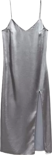 MANGO Grey Side Slit Satin Slip Dress BNWT UK M