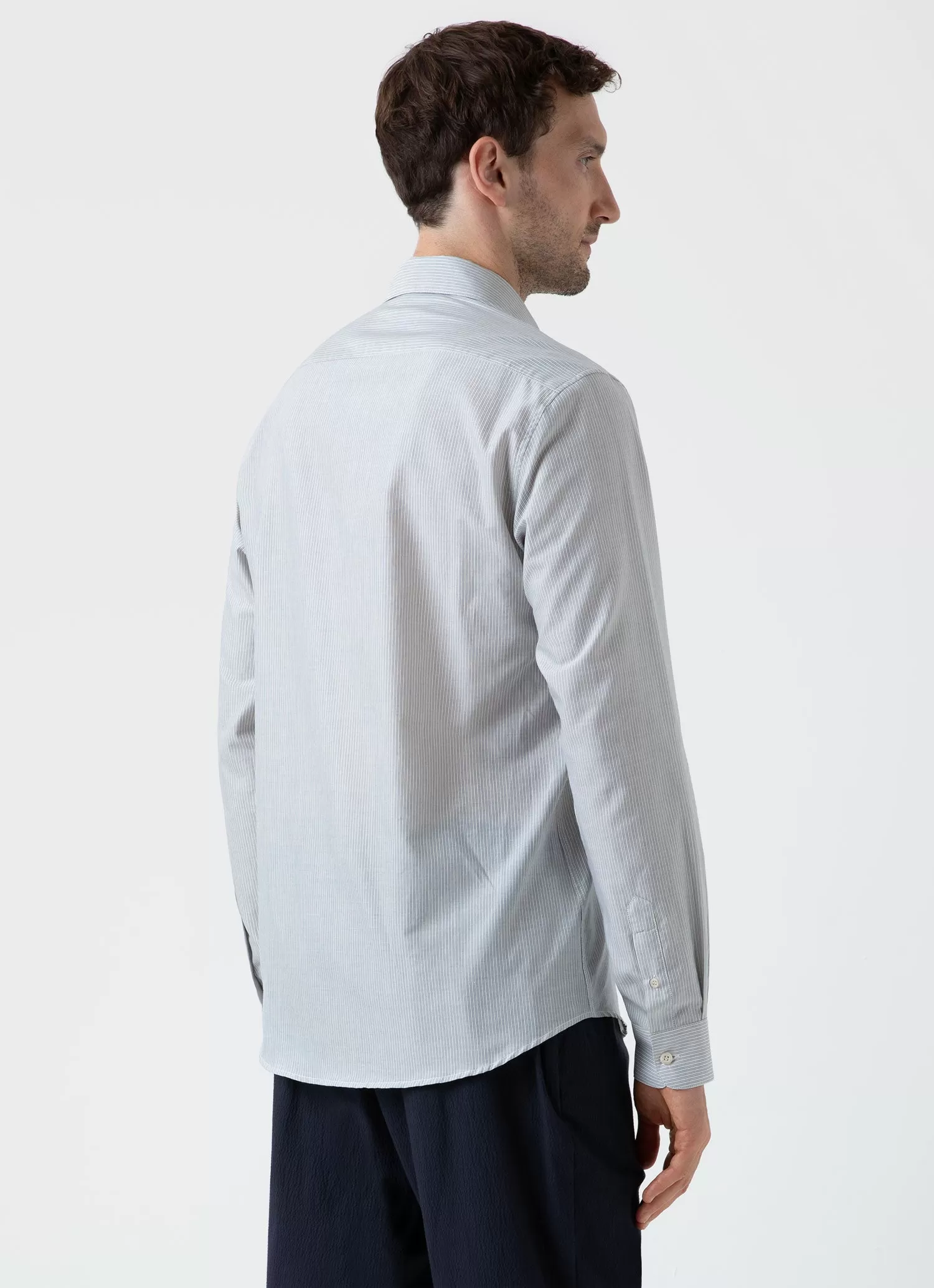 Men's Cotton Cashmere Shirt in Light Blue/White