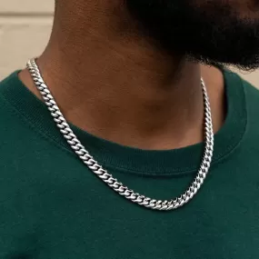 Miami Cuban Link Chain in White Gold- 8mm