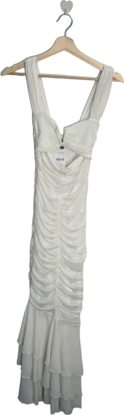 Michael Costello White Ruched Bodycon Dress UK 4