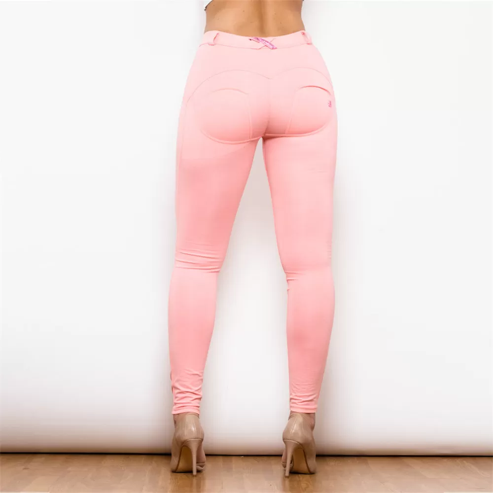 Middle Waist Pink Knitted Leggings