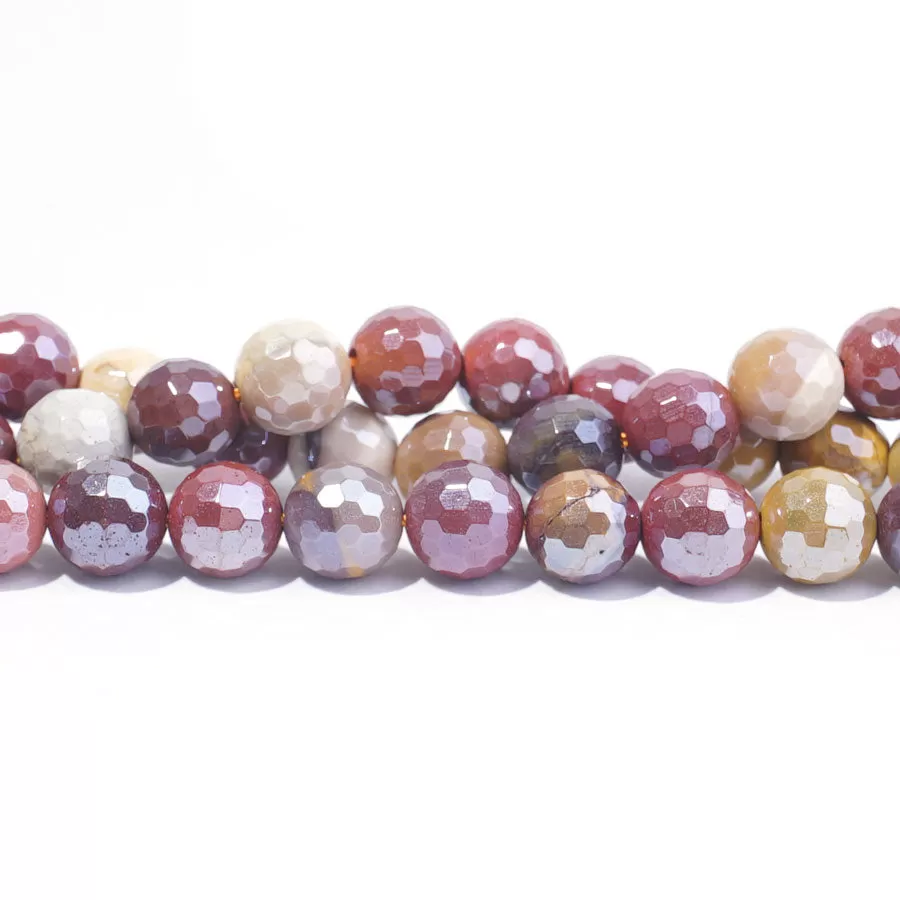 Mookaite 8mm Plated Faceted Round - 15-16 Inch - CLEARANCE