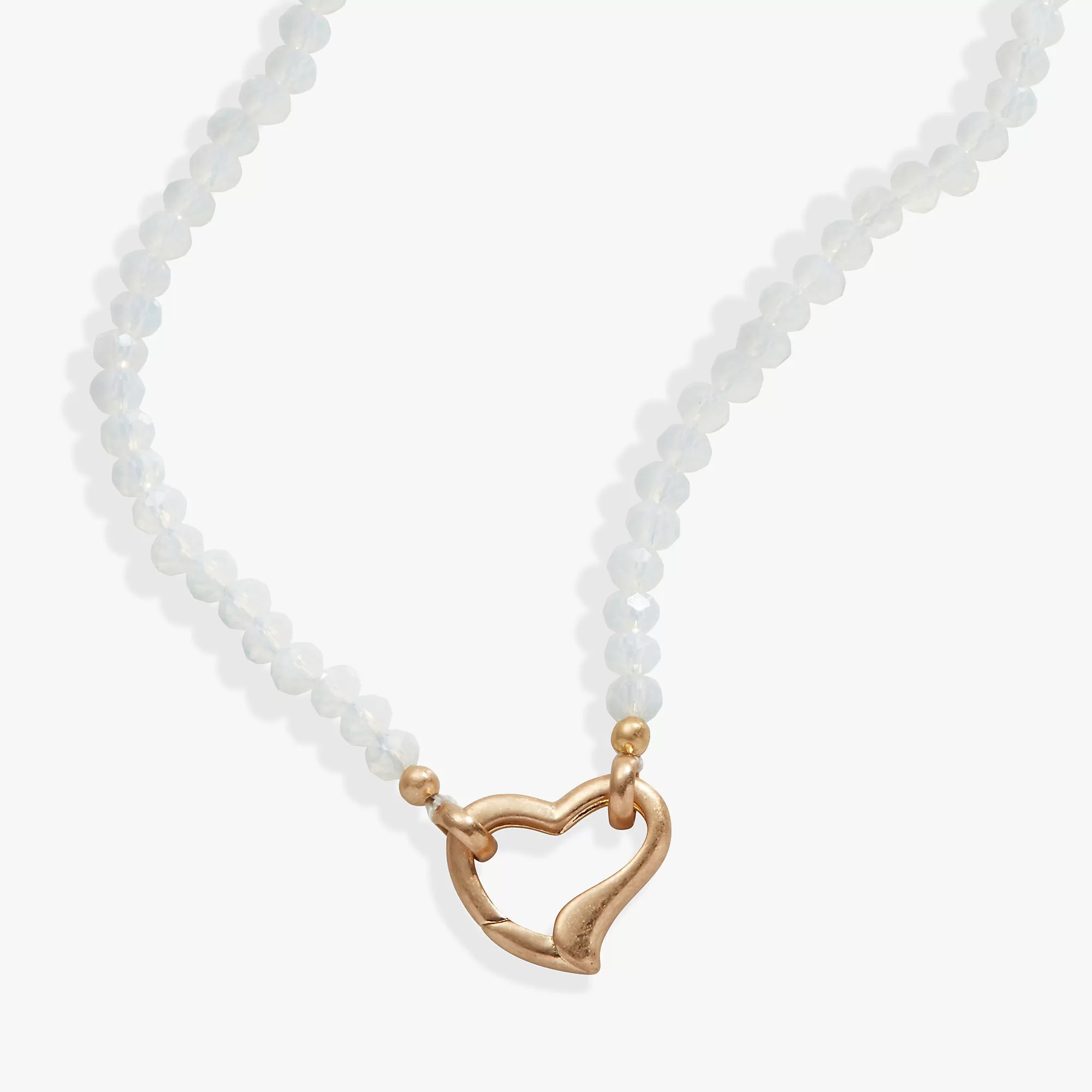 Moonstone Beaded Heart Clasp Necklace