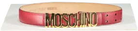 Moschino Red Logo-lettering Leather Belt UK 6