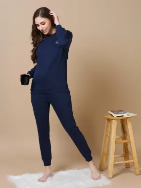 Navy Blue Hosiery Cotton Track Suit