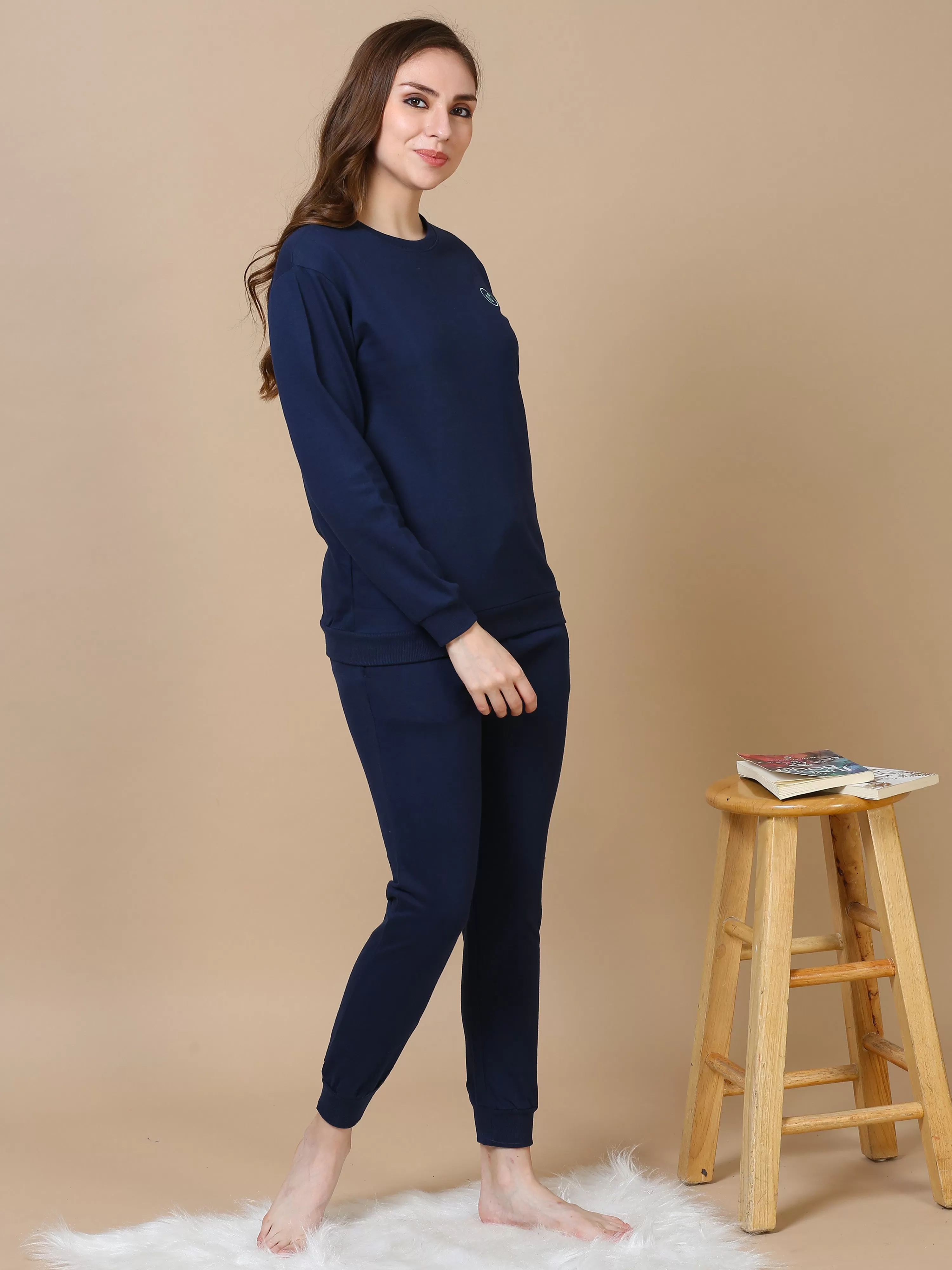 Navy Blue Hosiery Cotton Track Suit