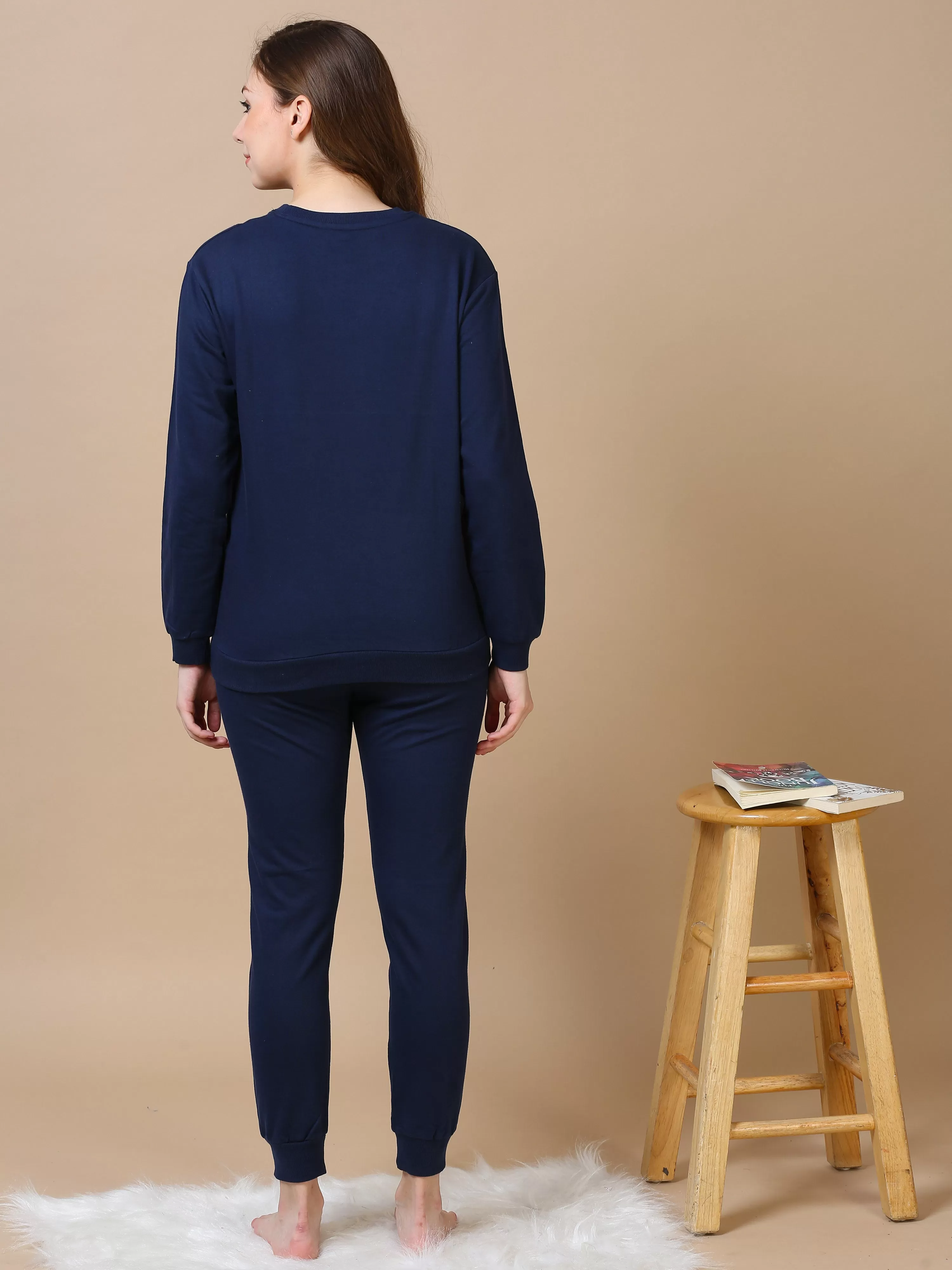 Navy Blue Hosiery Cotton Track Suit