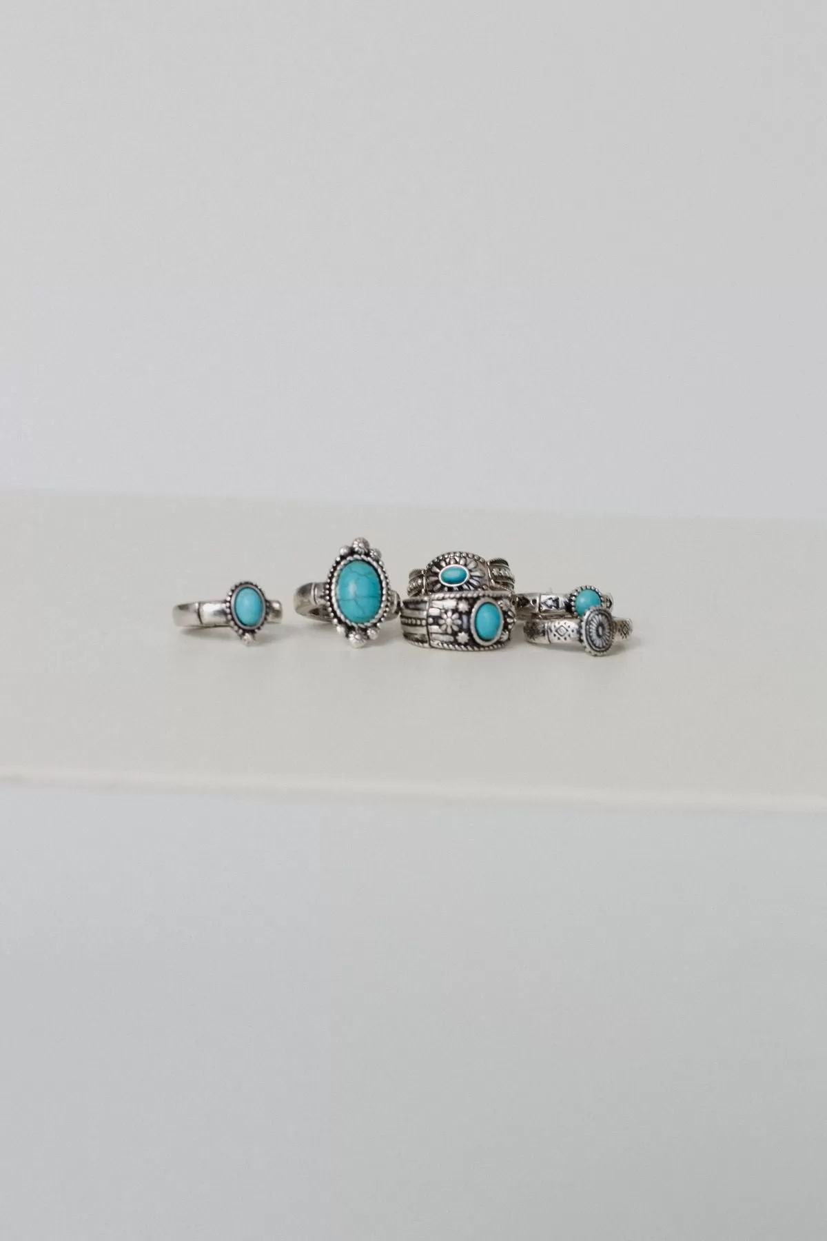 New Dawn Stretch Band Ring Set - Turquoise