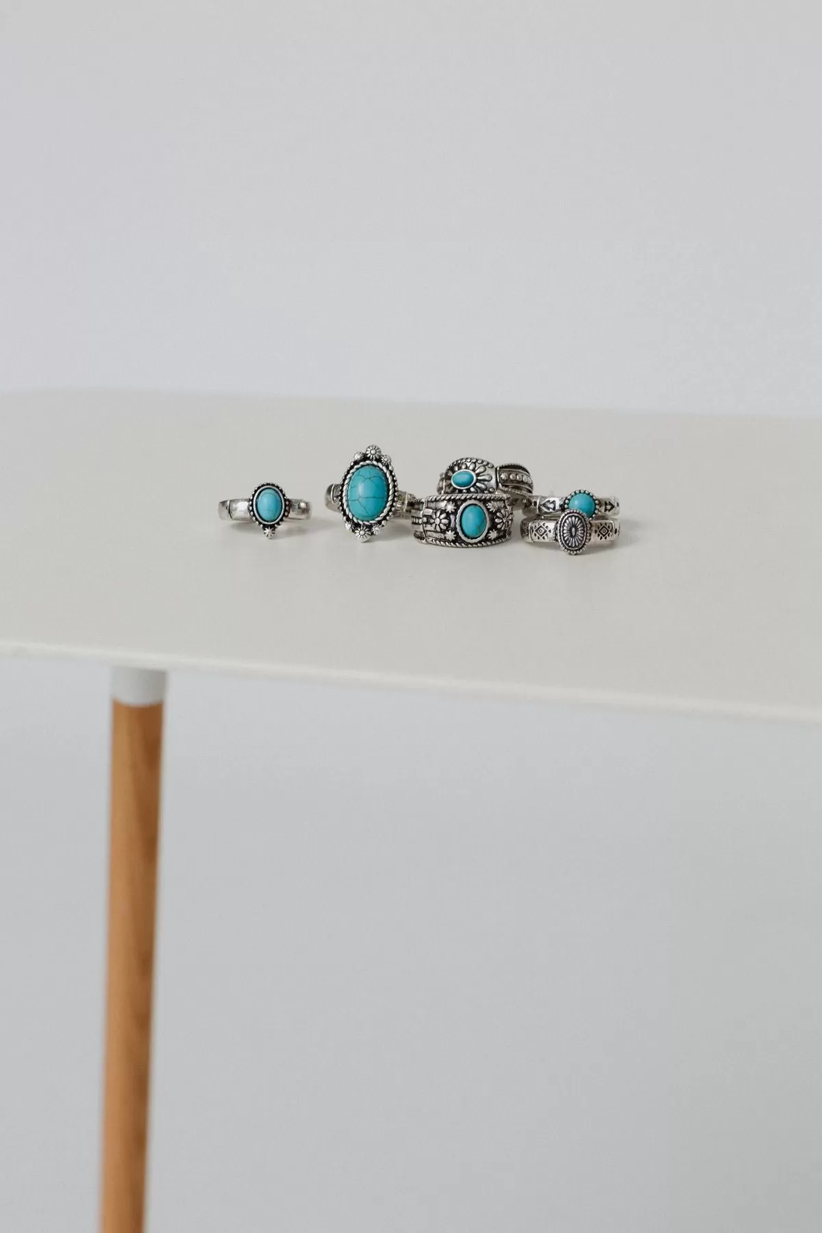 New Dawn Stretch Band Ring Set - Turquoise