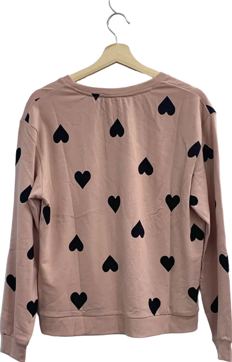 New Look Pink Heart Pattern Sweatshirt UK 12