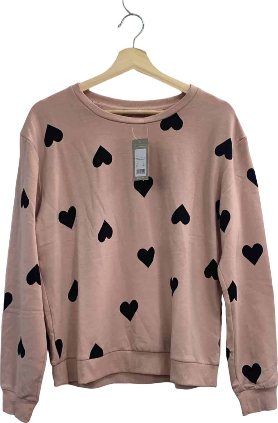 New Look Pink Heart Pattern Sweatshirt UK 12