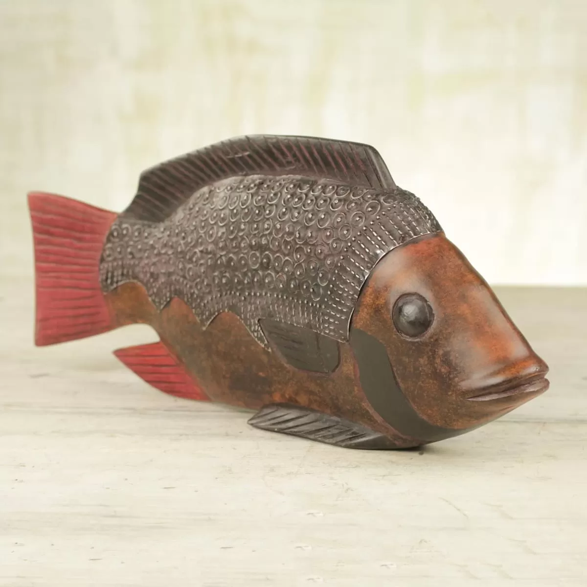 Novica Akpa Fish Wood Sculpture