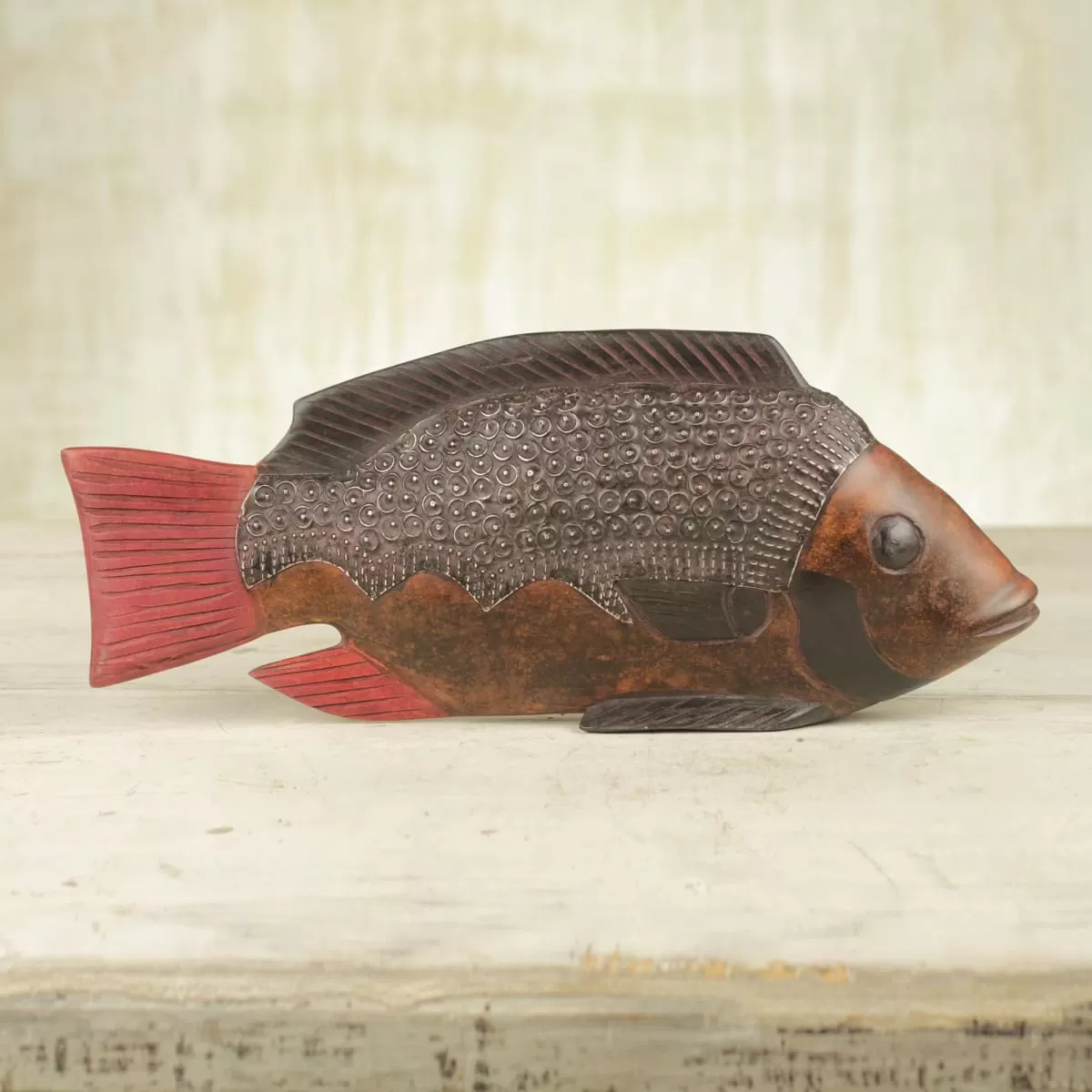 Novica Akpa Fish Wood Sculpture