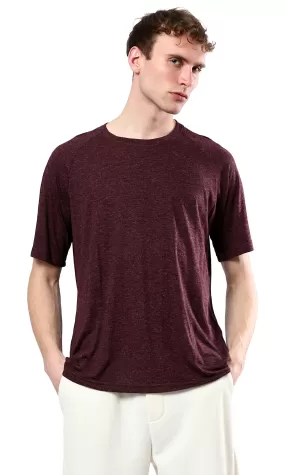 O181704 Slip On Round Neck Heather Burgundy Summer Tee