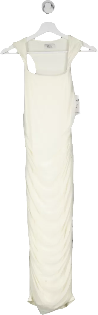 Oh Polly White Lucilla Twist Strap Ruched Midi Dress UK 12