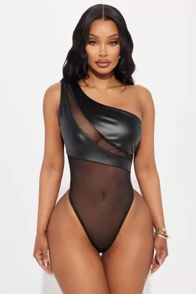 On Your Mind One Shoulder Bodysuit - Black