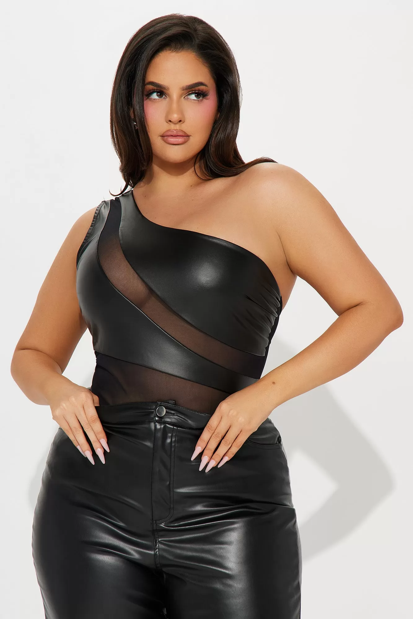 On Your Mind One Shoulder Bodysuit - Black