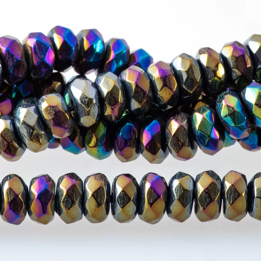 Onyx 8mm Rainbow Plated Rondelle Faceted - 15-16 Inch