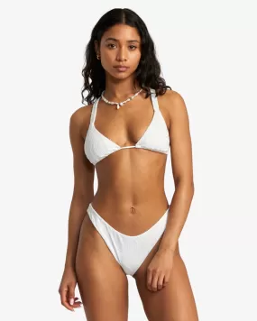 Palm Grooves Wide Strap Triangle Bikini Top - Whisper White