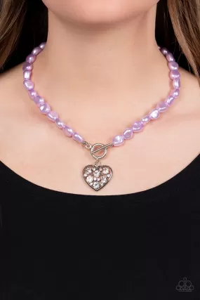 Paparazzi Color Me Smitten Purple Pearl Heart Necklace