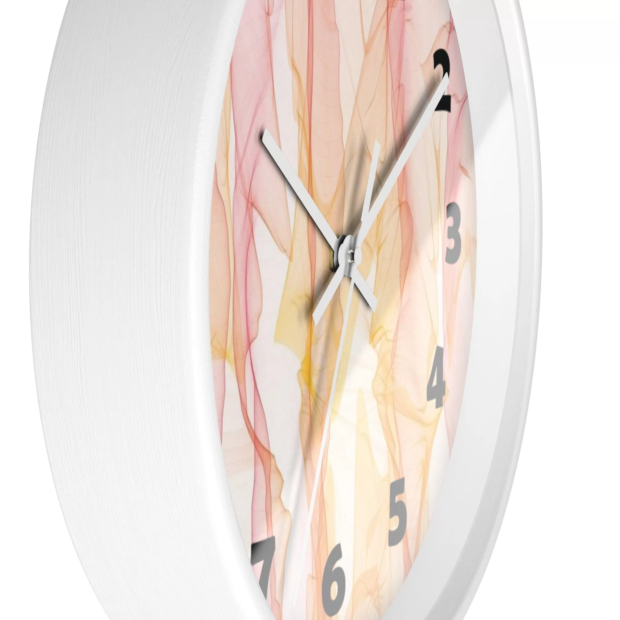 Pastel Wisps Wall Clock, Pink and Orange Wave Wall Clock