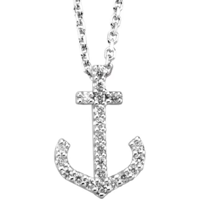 Petite 14K Gold Diamond Anchor Slide Necklace