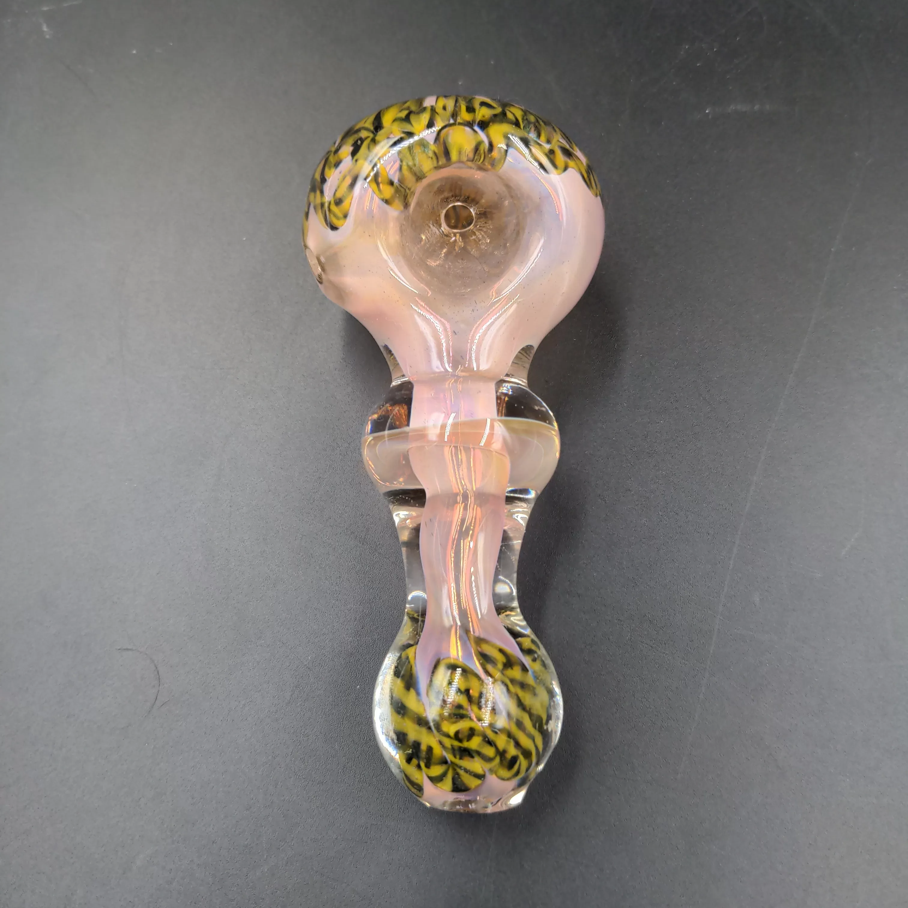 Pink Fumed Twisting Rasta Rope Glass Spoon Pipe | 4.5