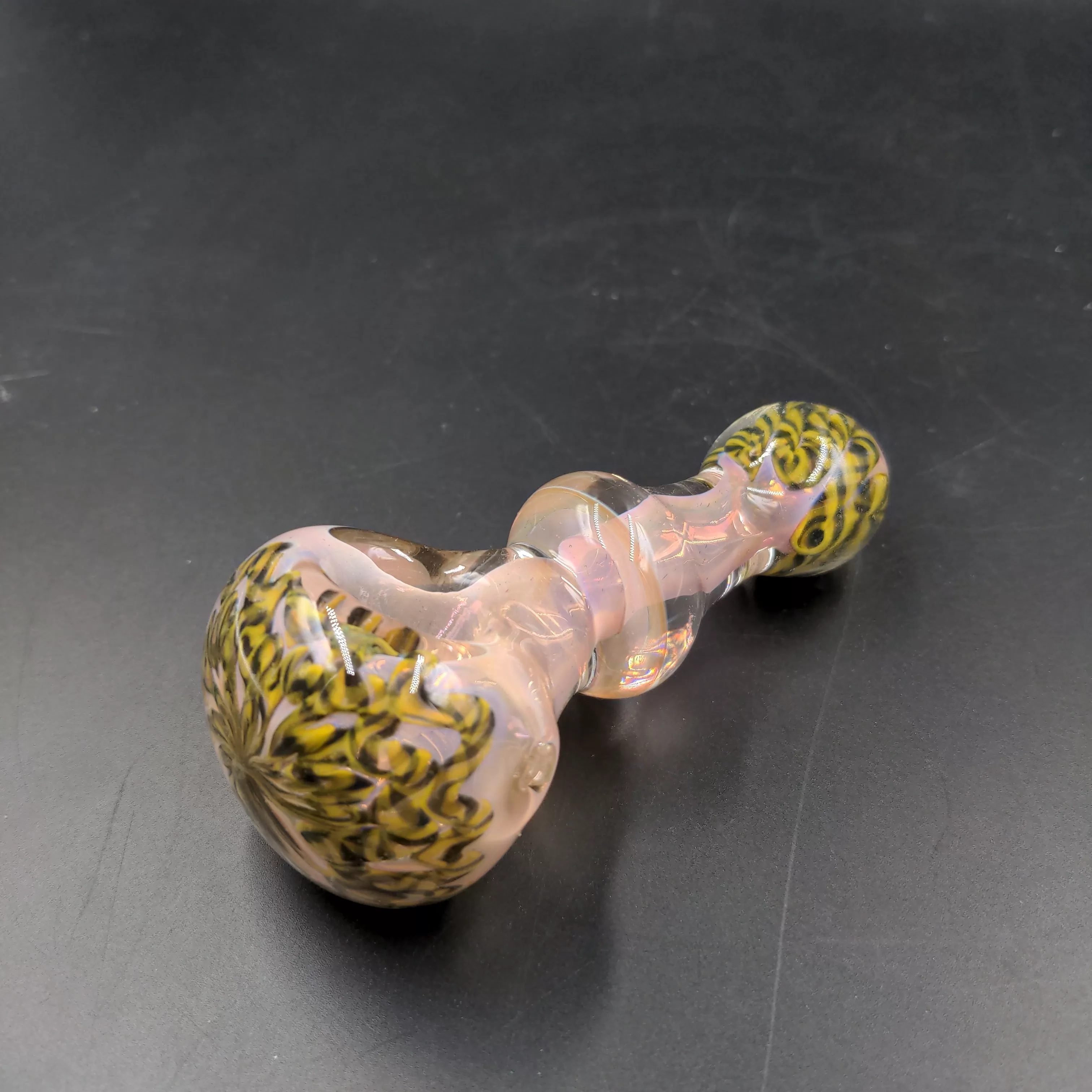 Pink Fumed Twisting Rasta Rope Glass Spoon Pipe | 4.5