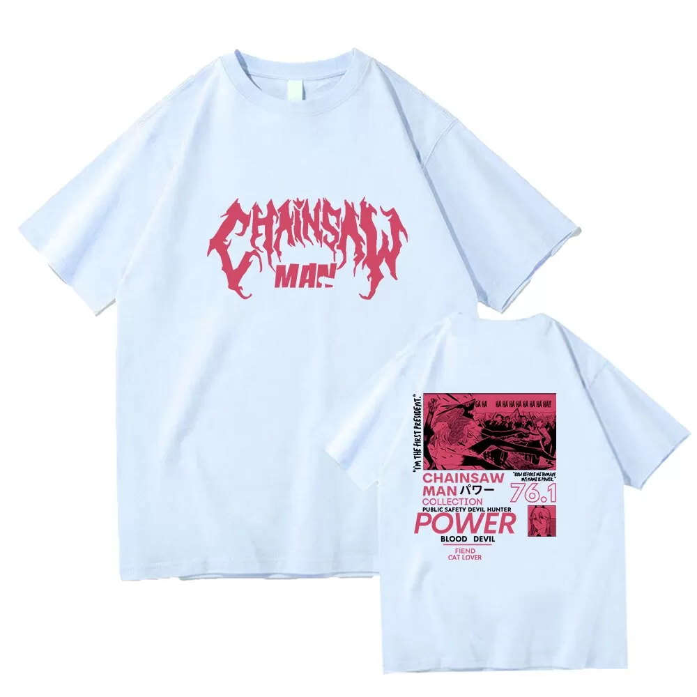 Power Chainsaw Man T-shirt Cotton Tshirts Casual Short Sleeve Clothes High Quality